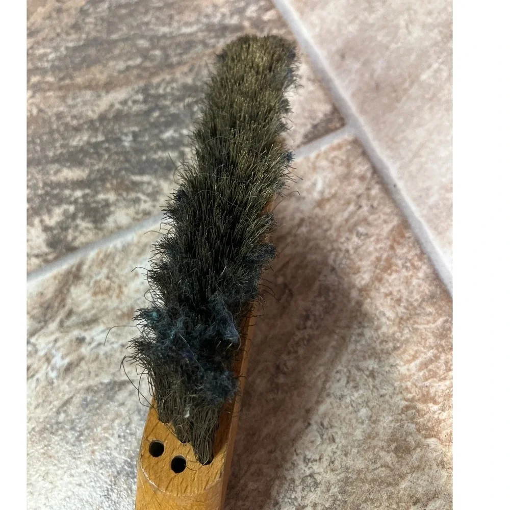 Vintage National Lint-Chaser Wooden Clothes Brush Brown Mid Century Made in USA